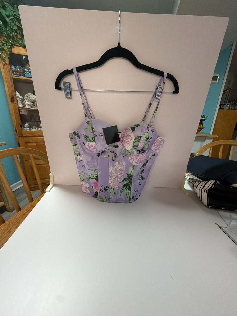 JLUXLABEL Floral Print Corset Crop Top